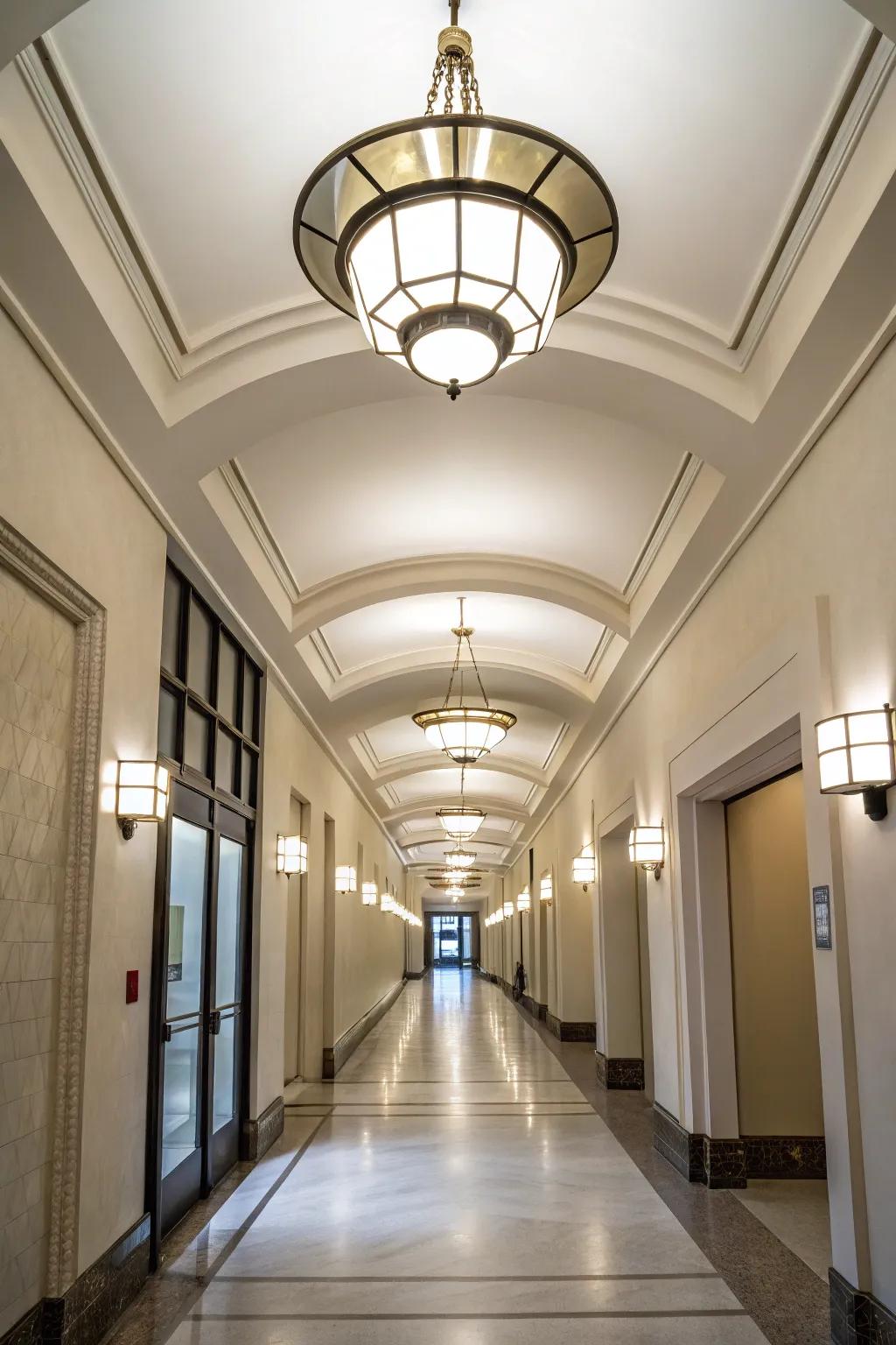 Surface lights are an ingenious solution for giving the impression of greater space in smaller hallways.