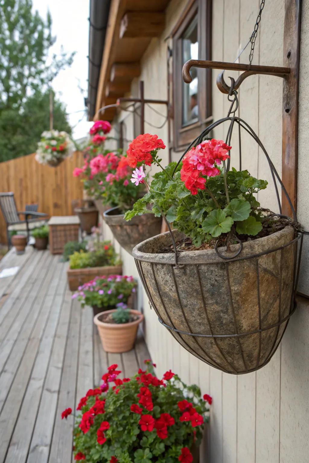 Metallic baskets offer a countryside allure to your decor.