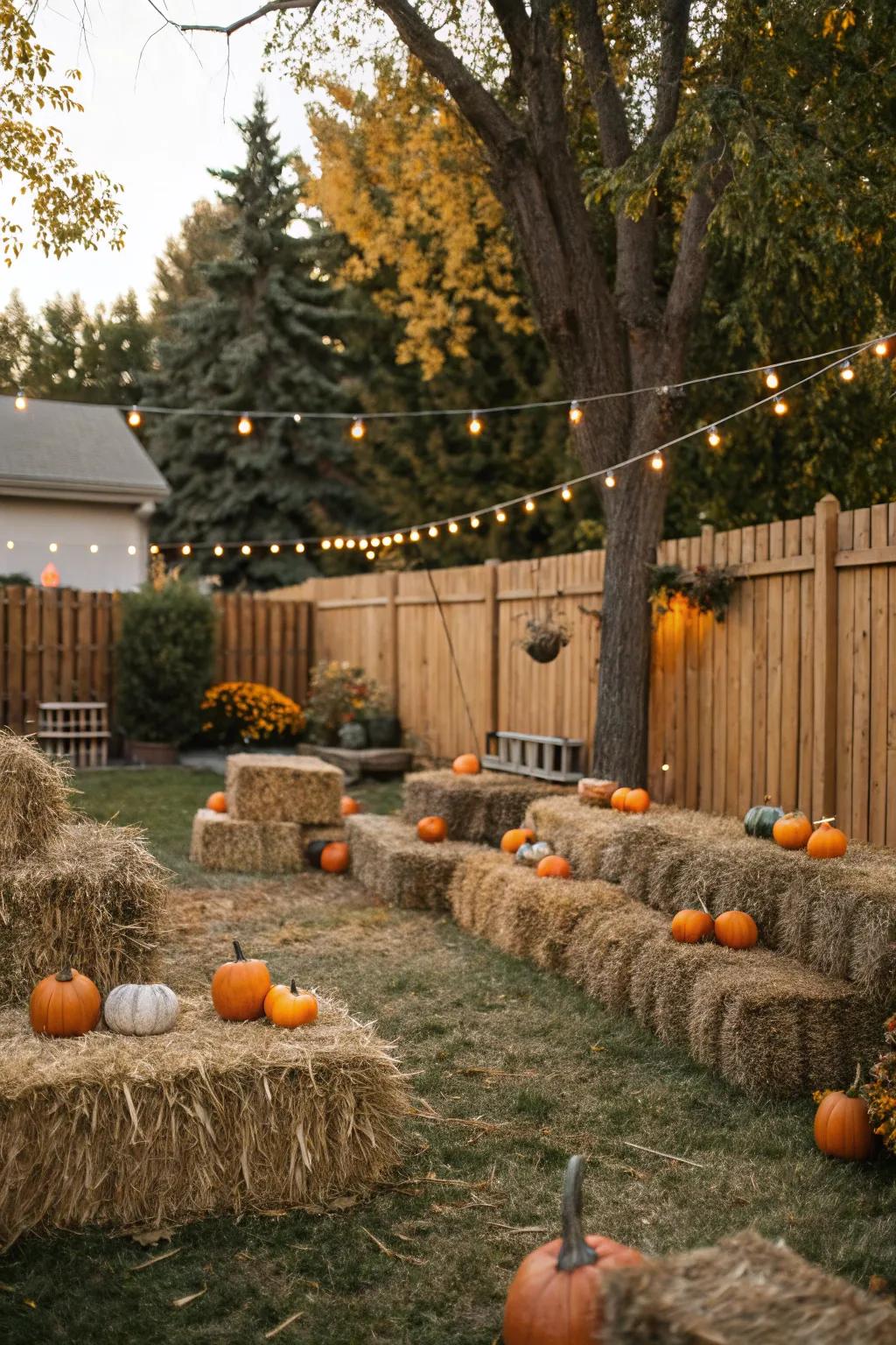 A playful gourd field arrangement in the backyard.