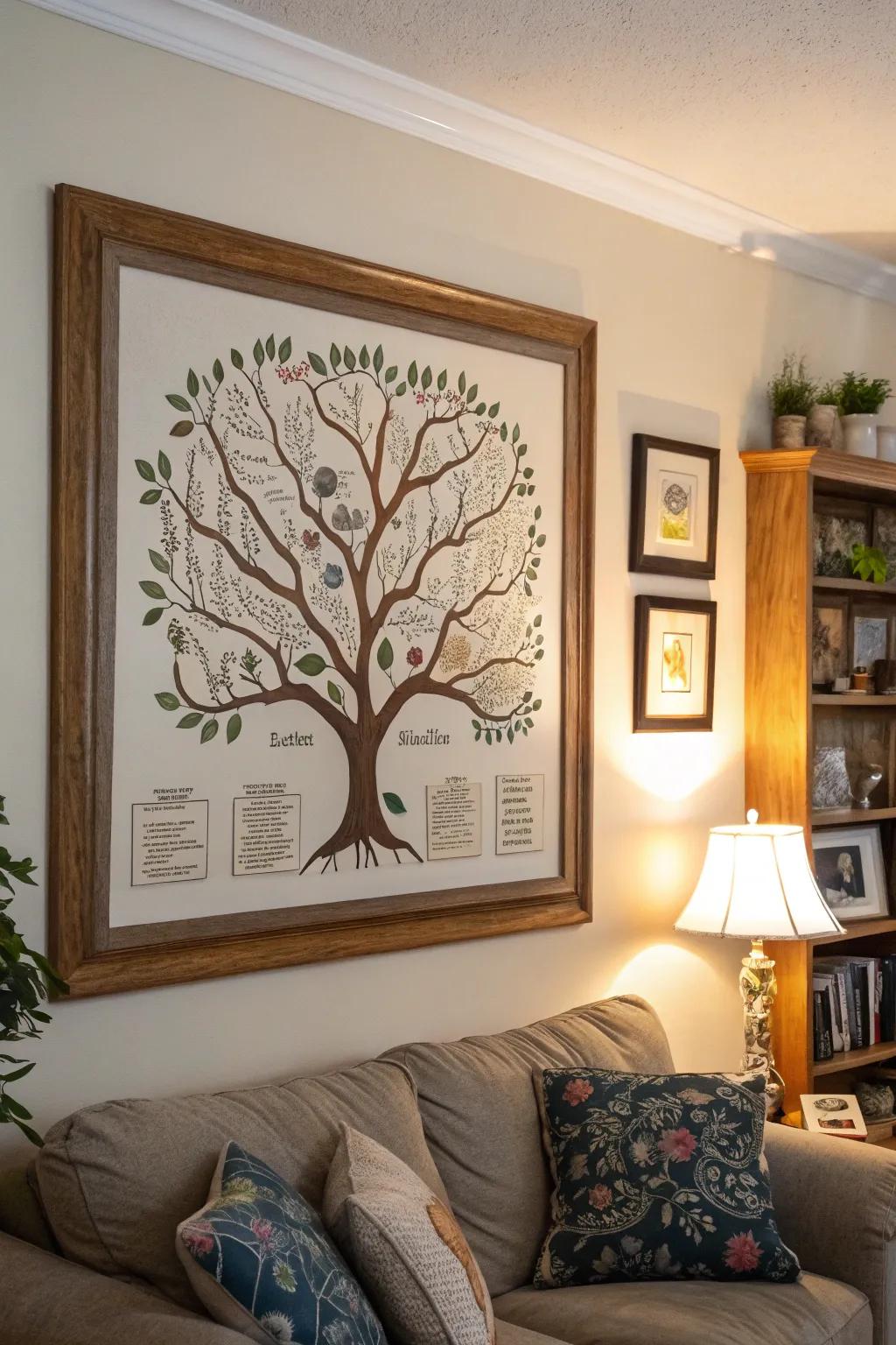 A framed family history display honoring generations of love.