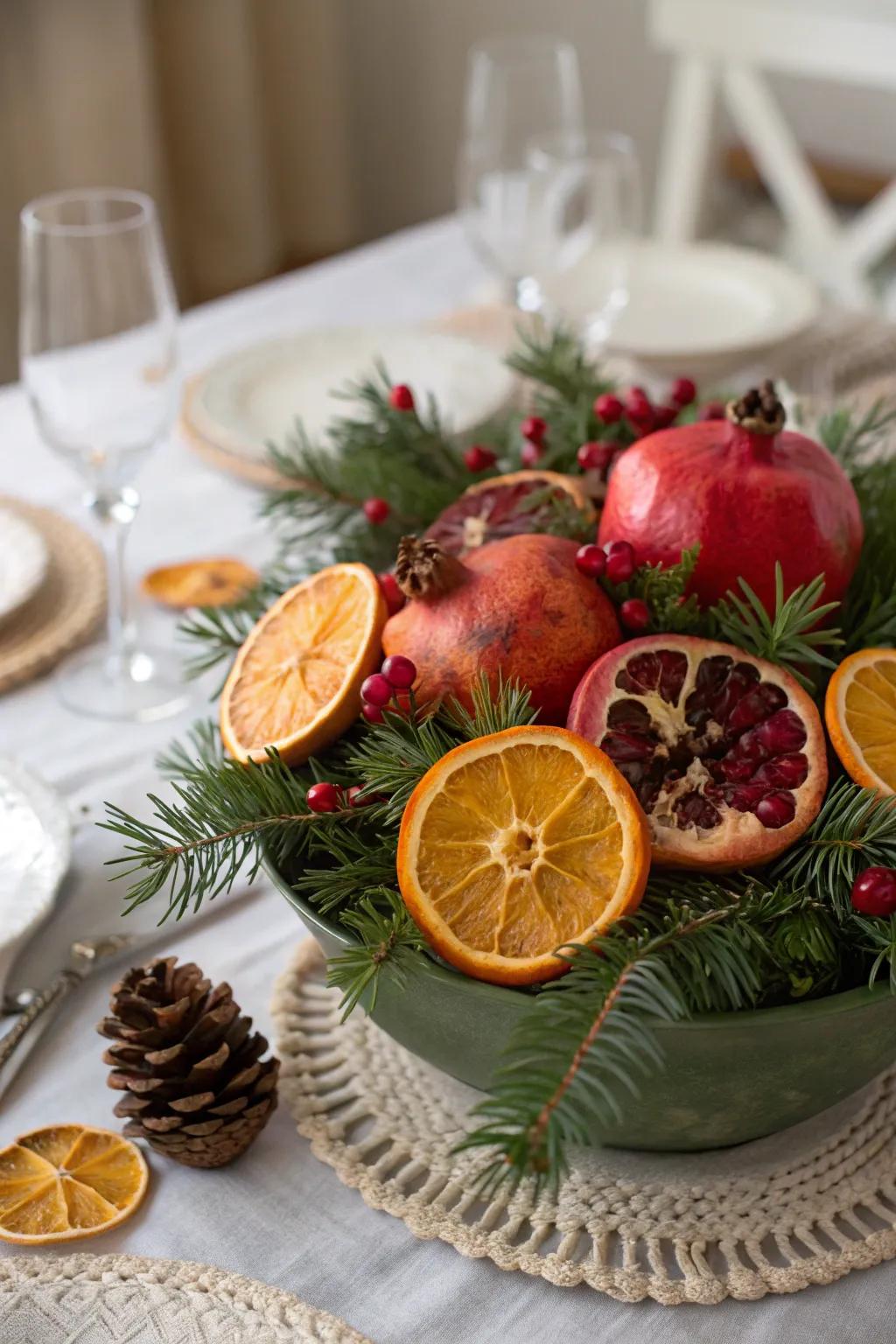 Harvest fruits impart a touch of natural charm to your table.