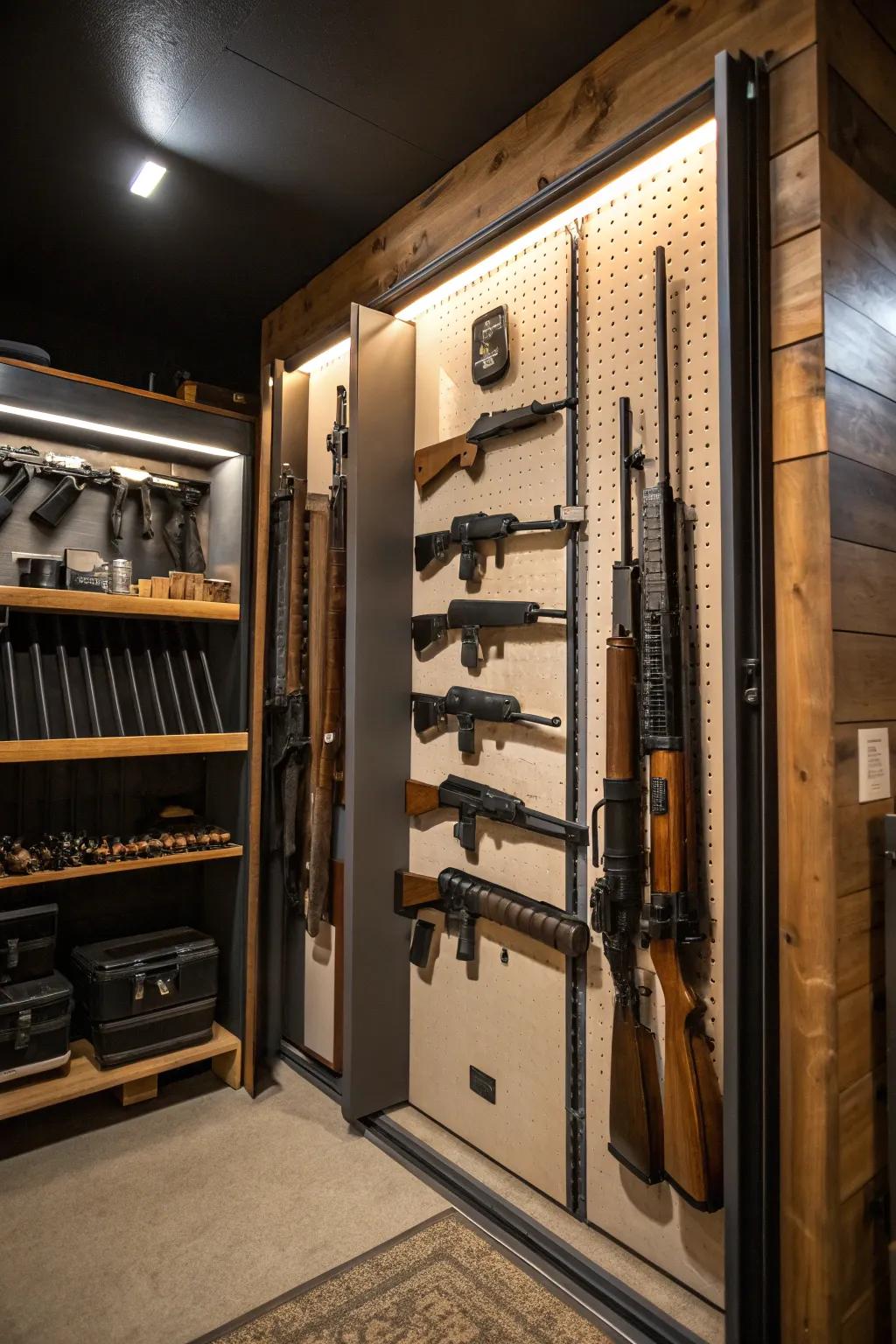 Open displays allow for quick and easy access to your firearms collection.