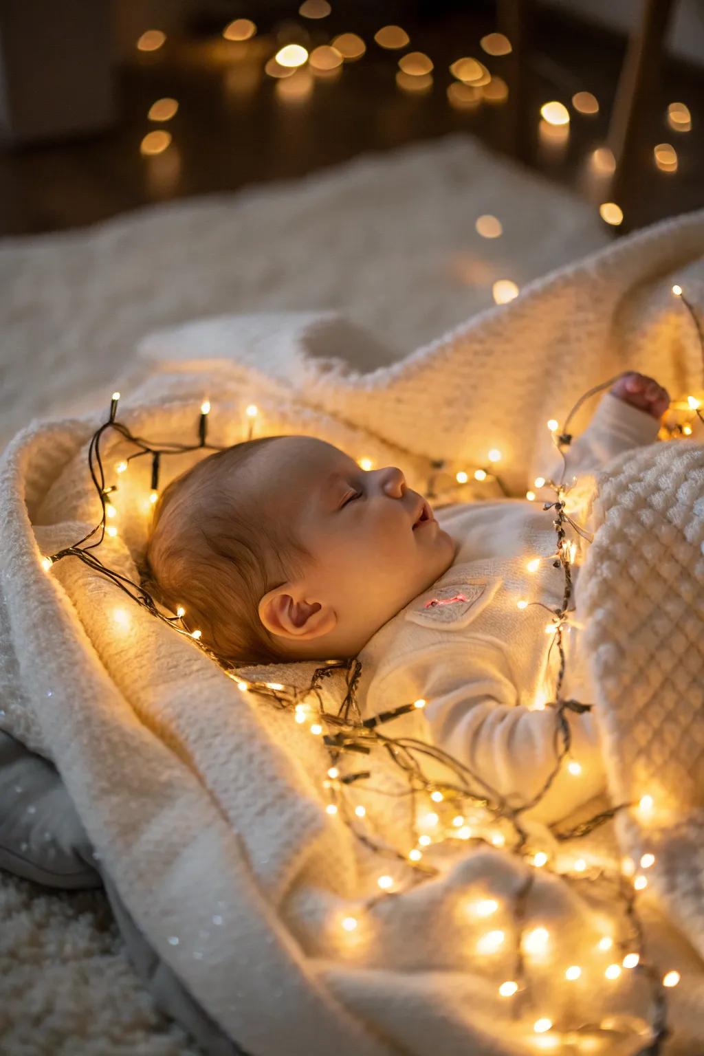 A magical glow surrounds your little one in this enchanting scene.