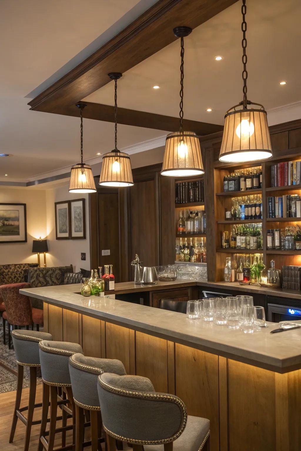 Welcoming lighting sets the tone for your home bar.