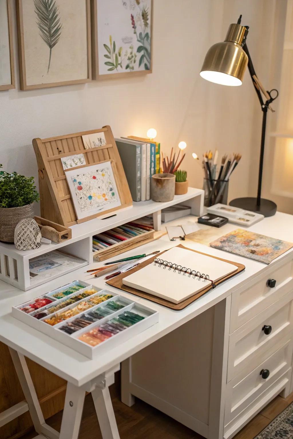 Having a specific art zone encourages creativity and keeps things organized.