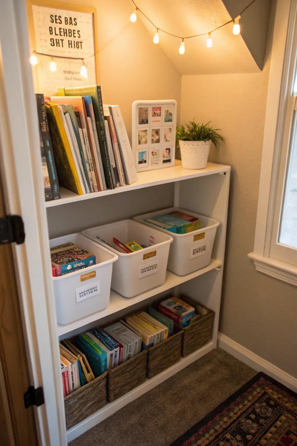 Your homeschool supplies will stay tidy and easily accessible with organizational tools.