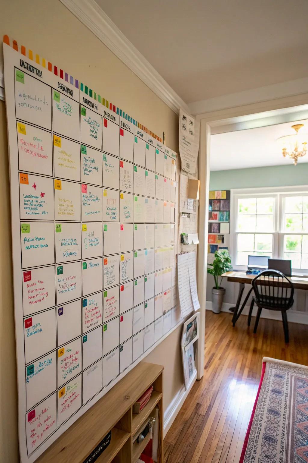 A vibrant color-coded schedule for simple organization.