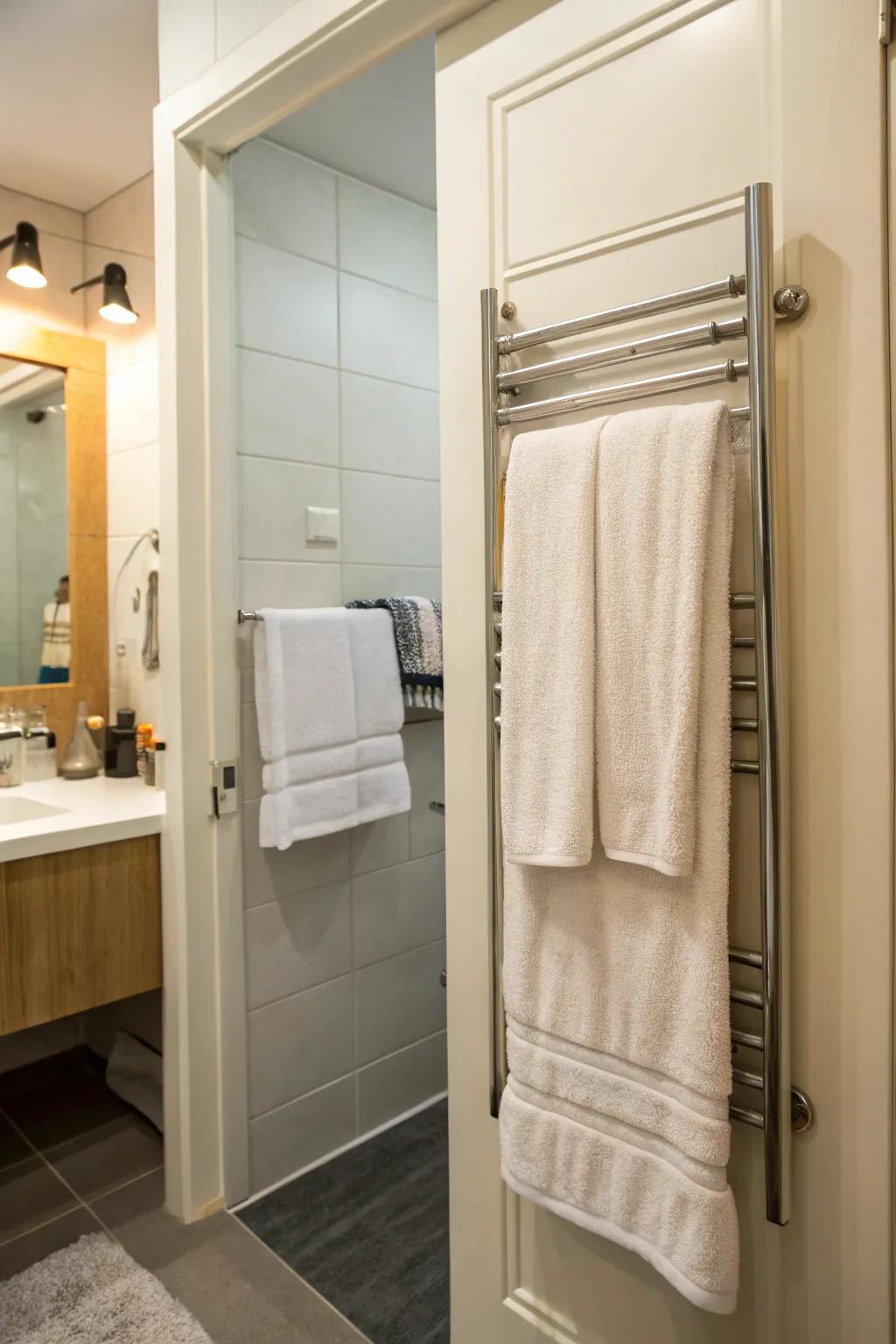 Make the most of your area with door frame towel racks.