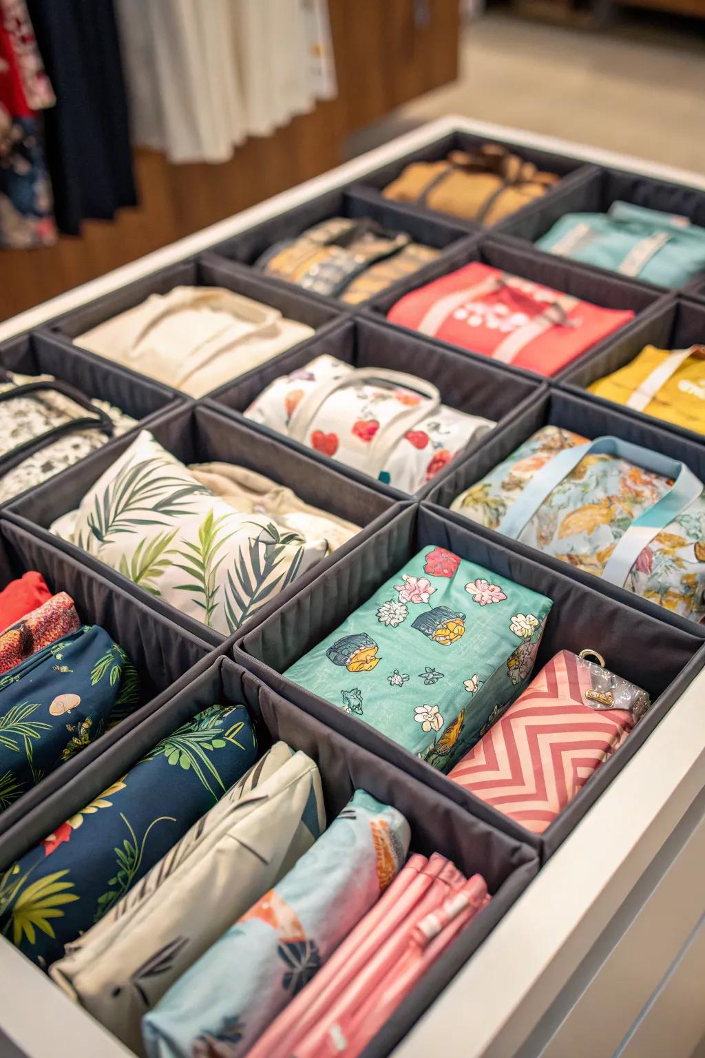 Folding shopping bags keeps them compact and tidy.