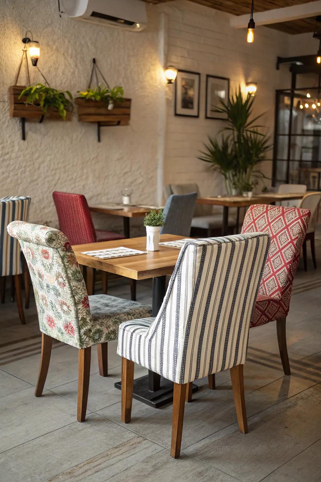 Relaxed allure with striped seat protectors.