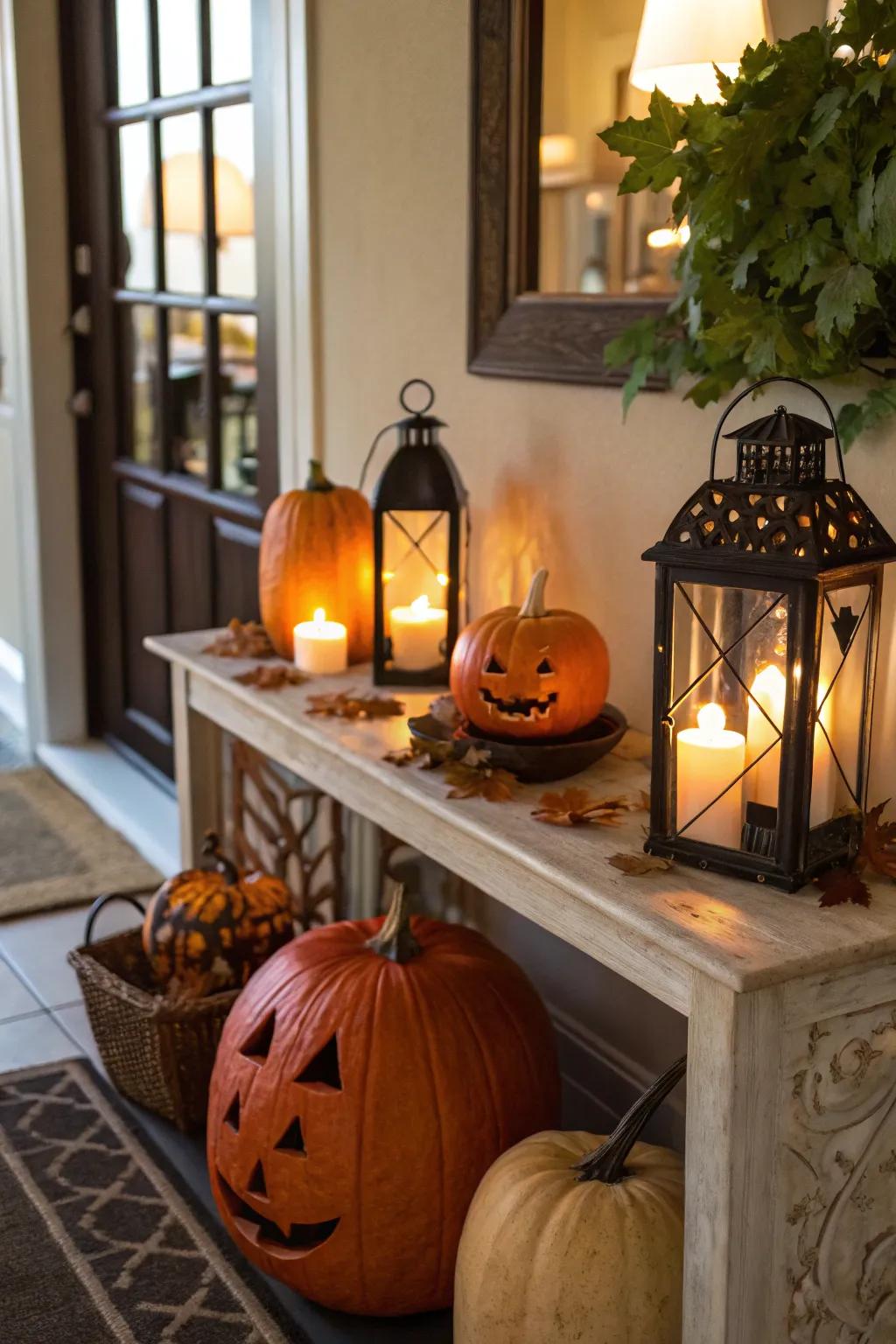 An inviting Halloween-themed entryway.