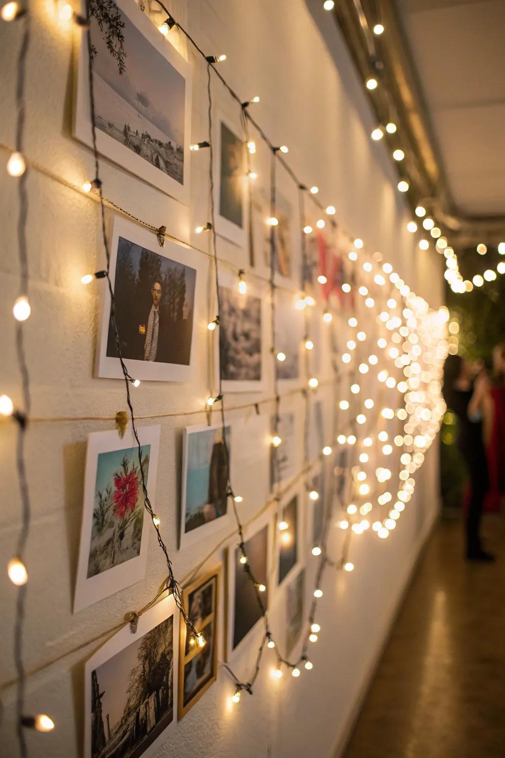 Showcase your artwork using fairy lights for a stunning effect.