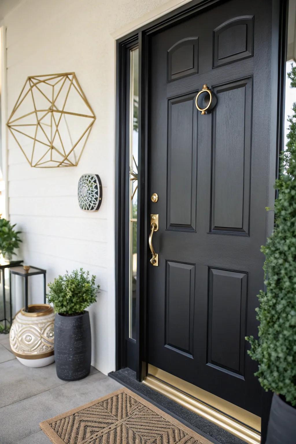 A classic onyx door providing timeless elegance to the entryway.