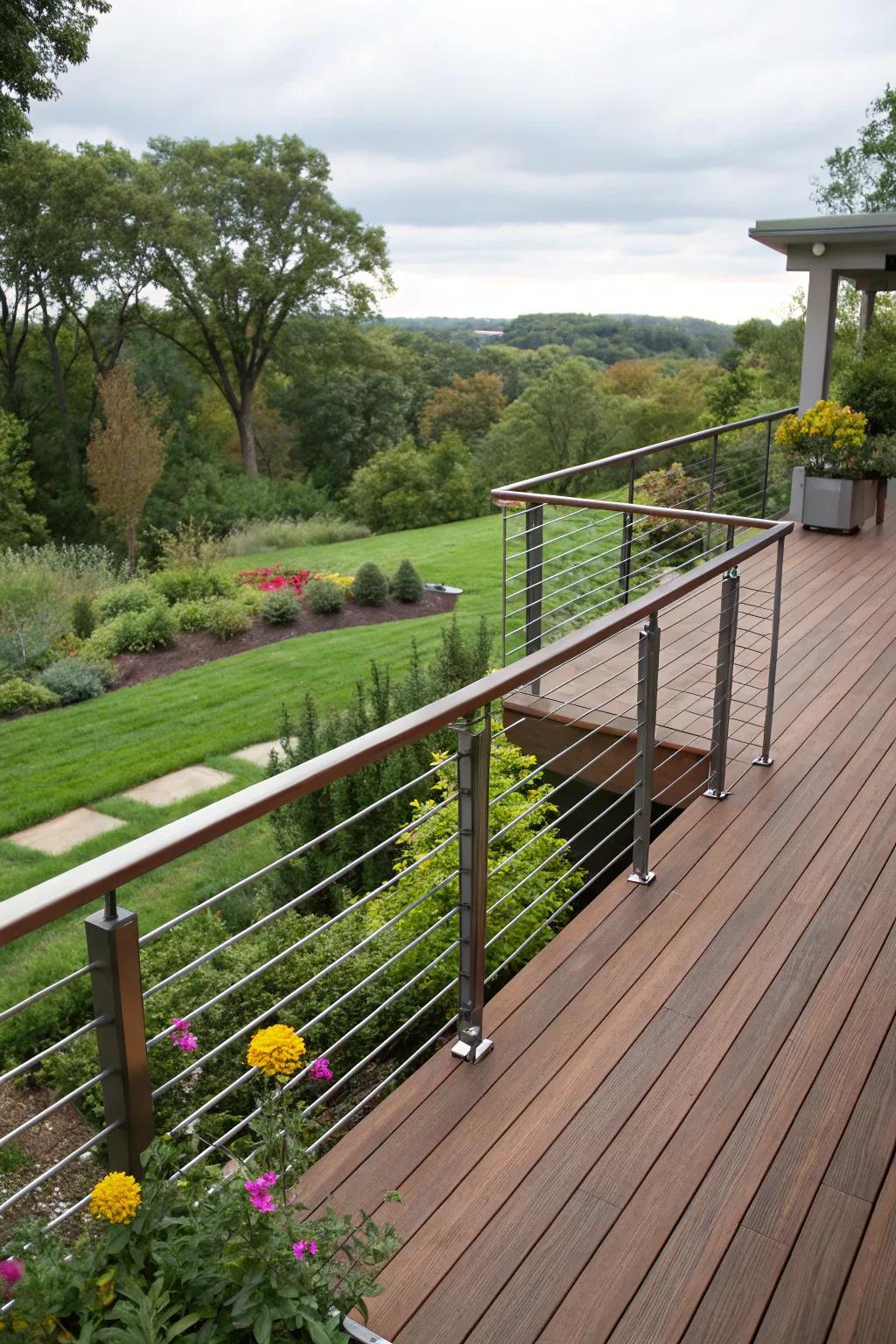 Elegant railings provide safety and sophistication.