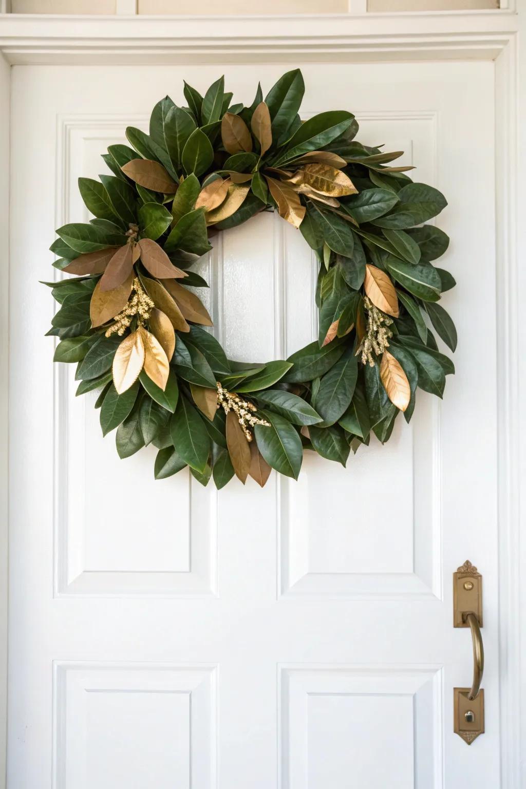 Gilded accented bay leaves contribute an element of grace to your garland.