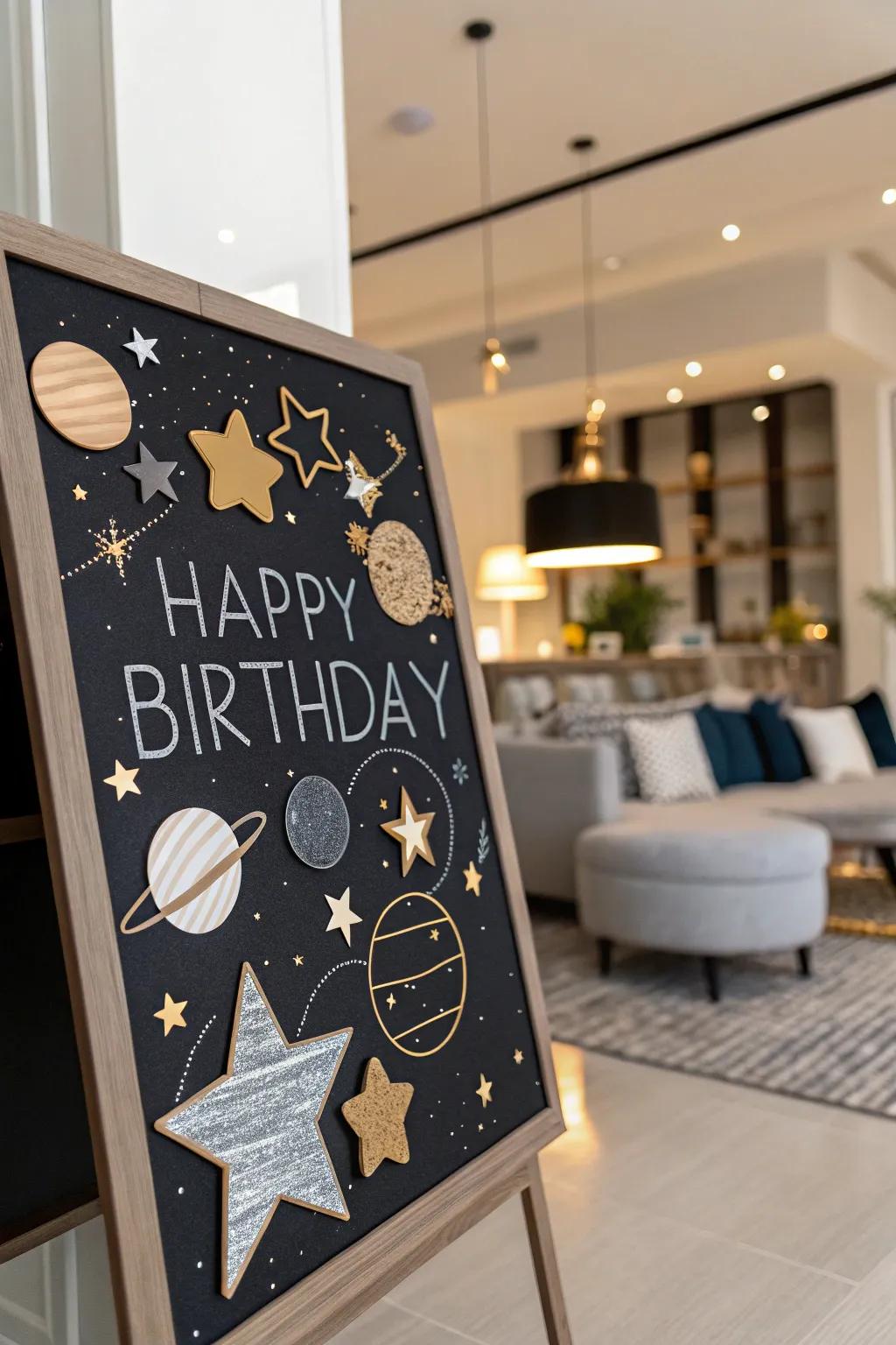 A celestial birthday board that perfectly captures the magic of July nights.