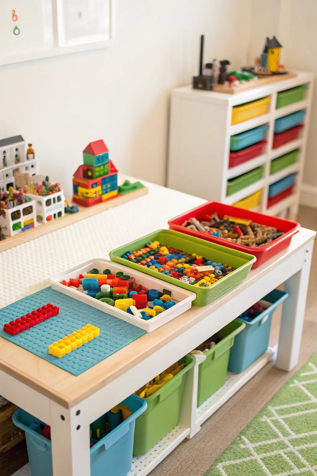 A block-building hub, the perfect space for young builders.