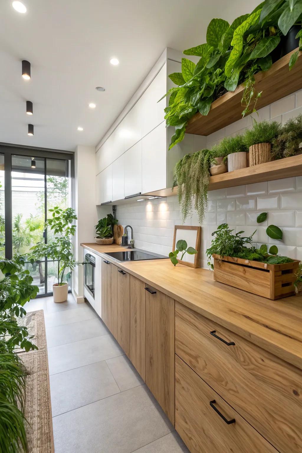 The use of natural wood elements brings warmth and a touch of the outdoors.