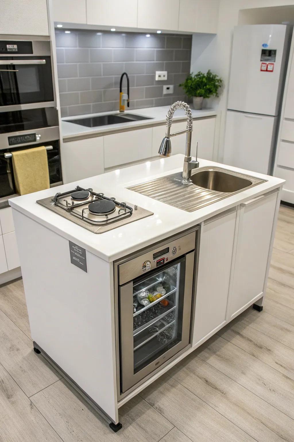 An ingenious compact kitchen island, perfect for smaller environments.