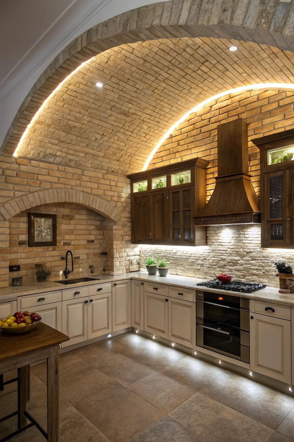 Accentuate your kitchen's architectural beauty with strategic lighting placements.