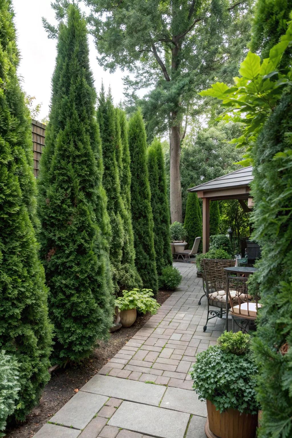 Emeralds envelop your patio in a warm, organic embrace.