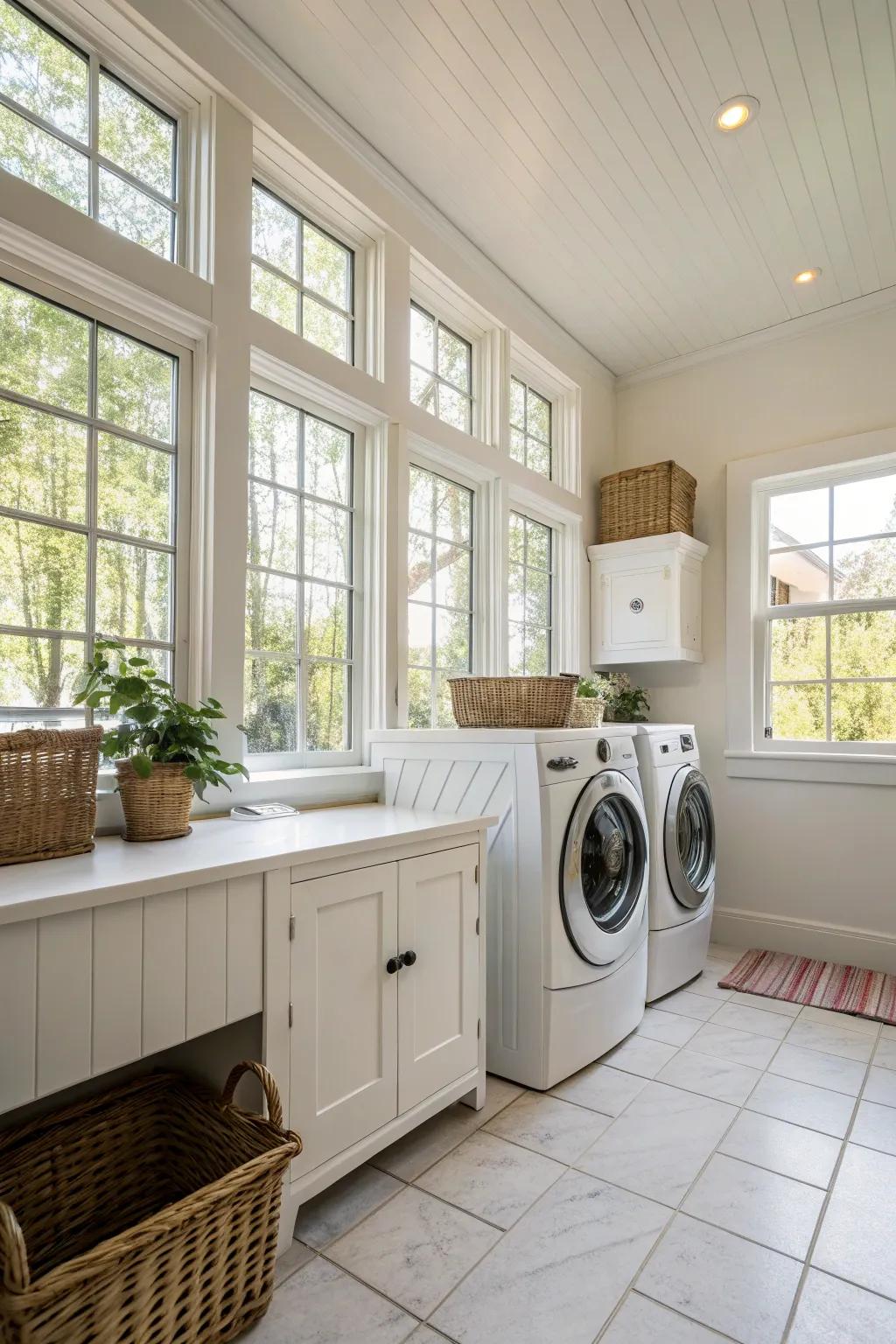 Use the power of sunshine to brighten your laundry area.