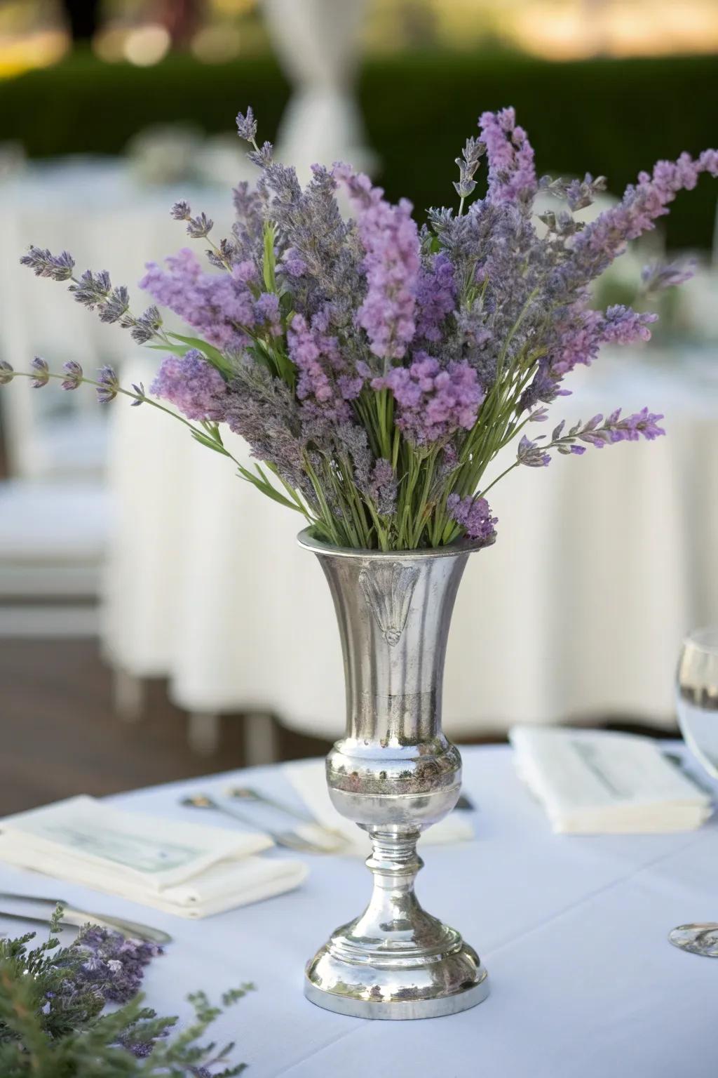 An exquisite floral centerpiece that enriches the table décor with sophistication.