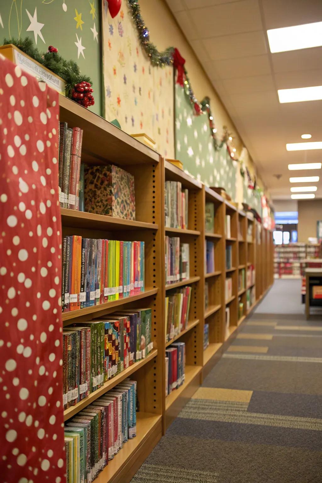 Brighten your library's ambiance with lively papered backdrops.