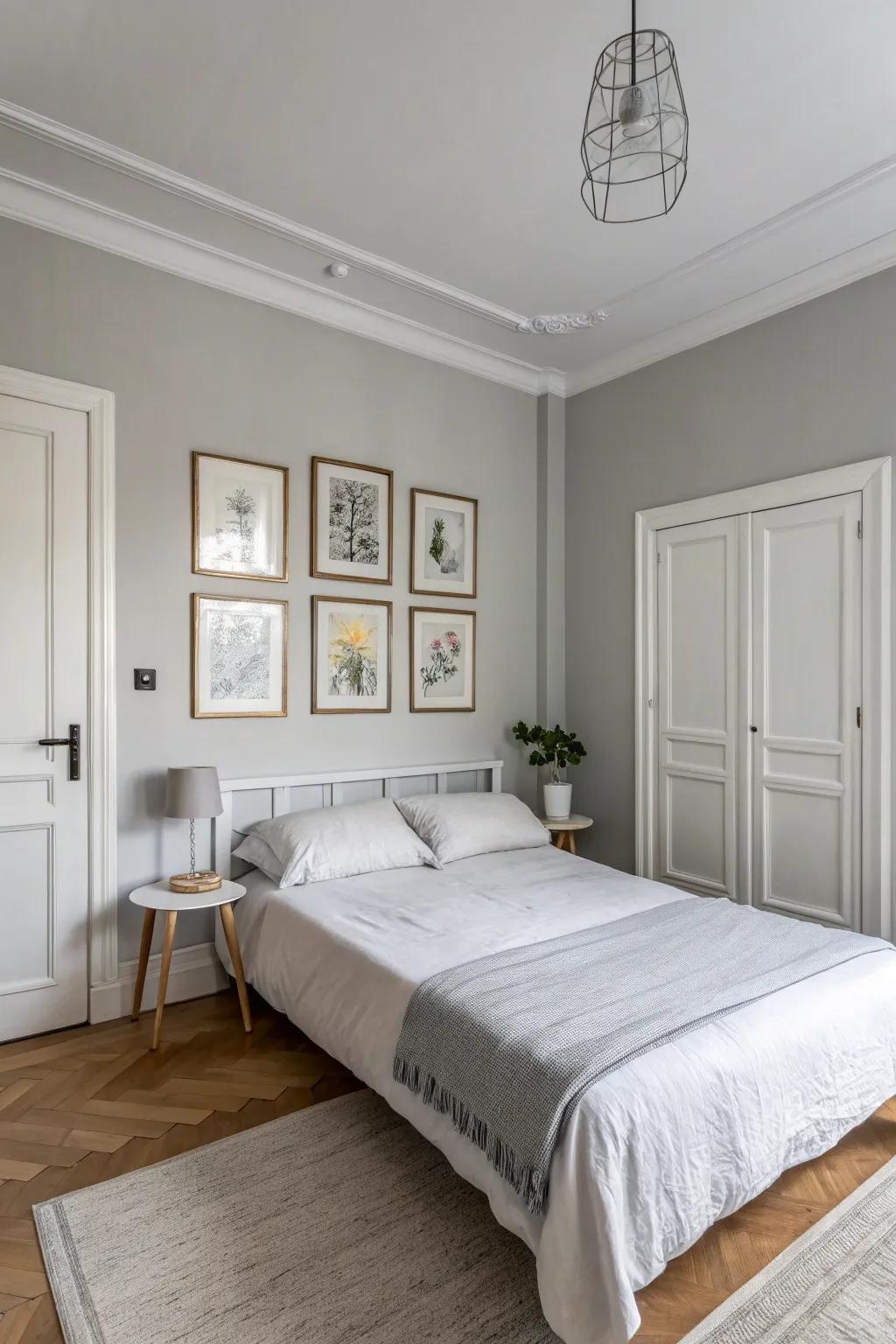 Understated wall decor creates a delicate center point.