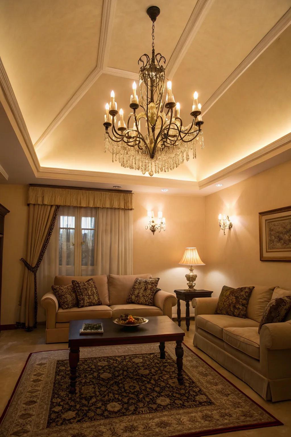 Chandeliers don't need to be large to leave an impression.