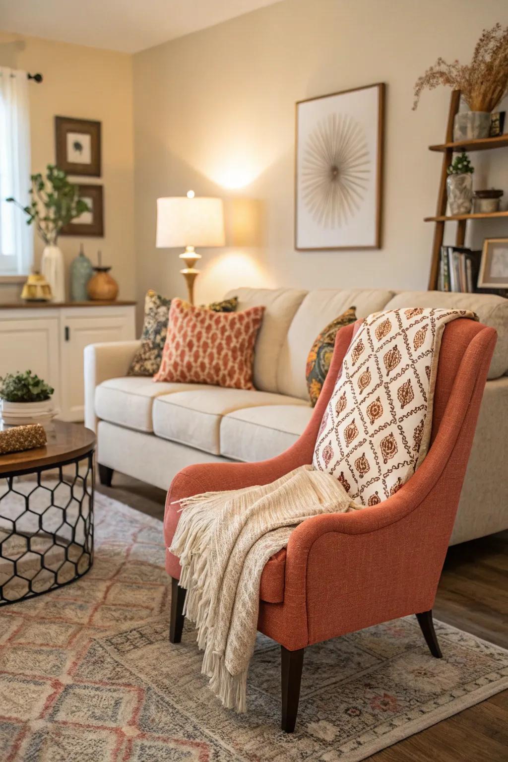 Feature furniture can inject personality and flair into your living area decor.