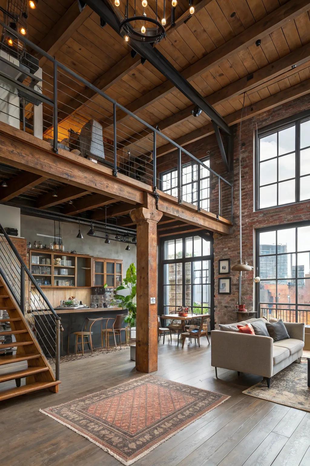 Active material mixing inside a fashionable loft.