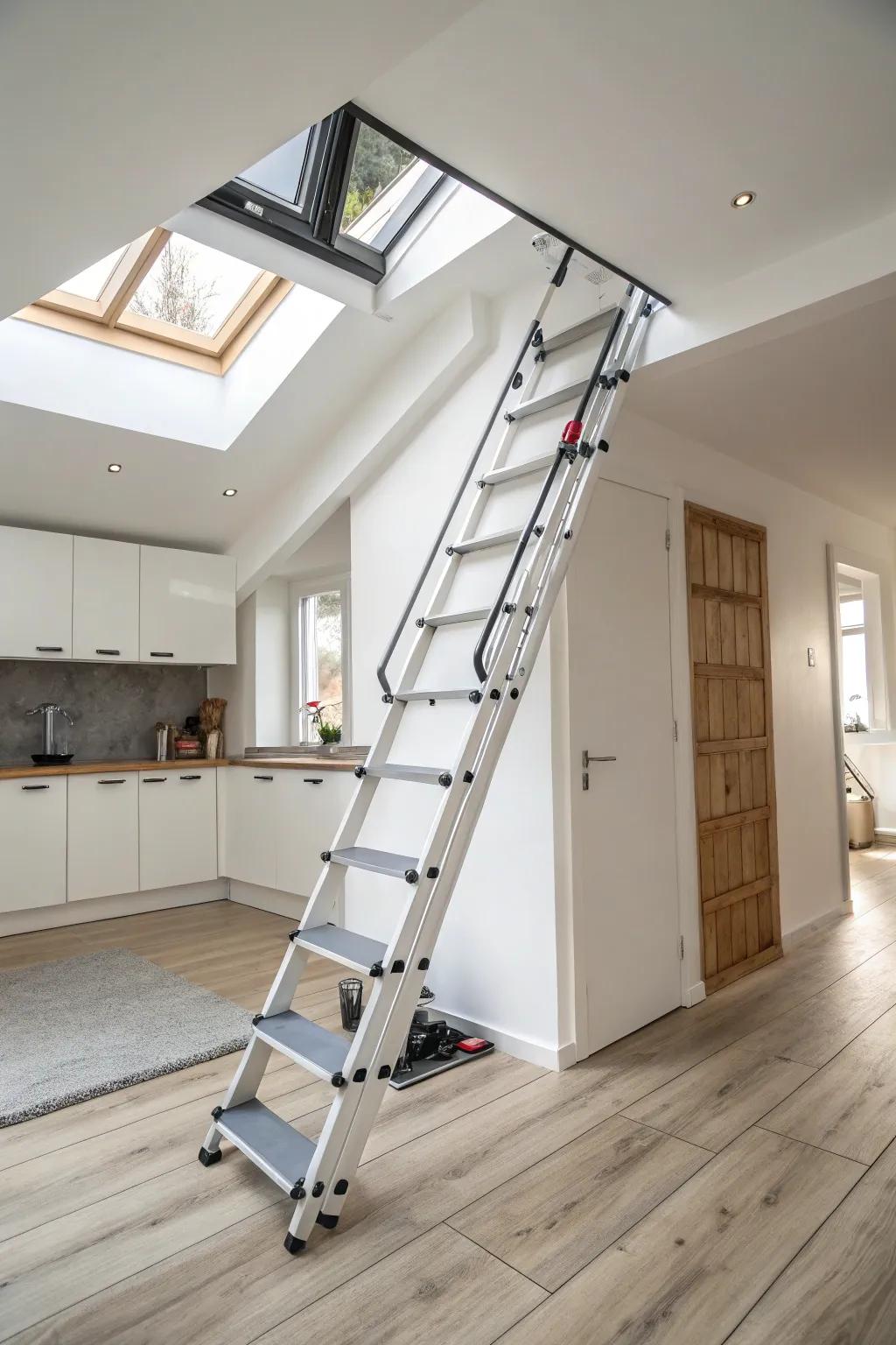 Collapsible attic ladder for simple storage.