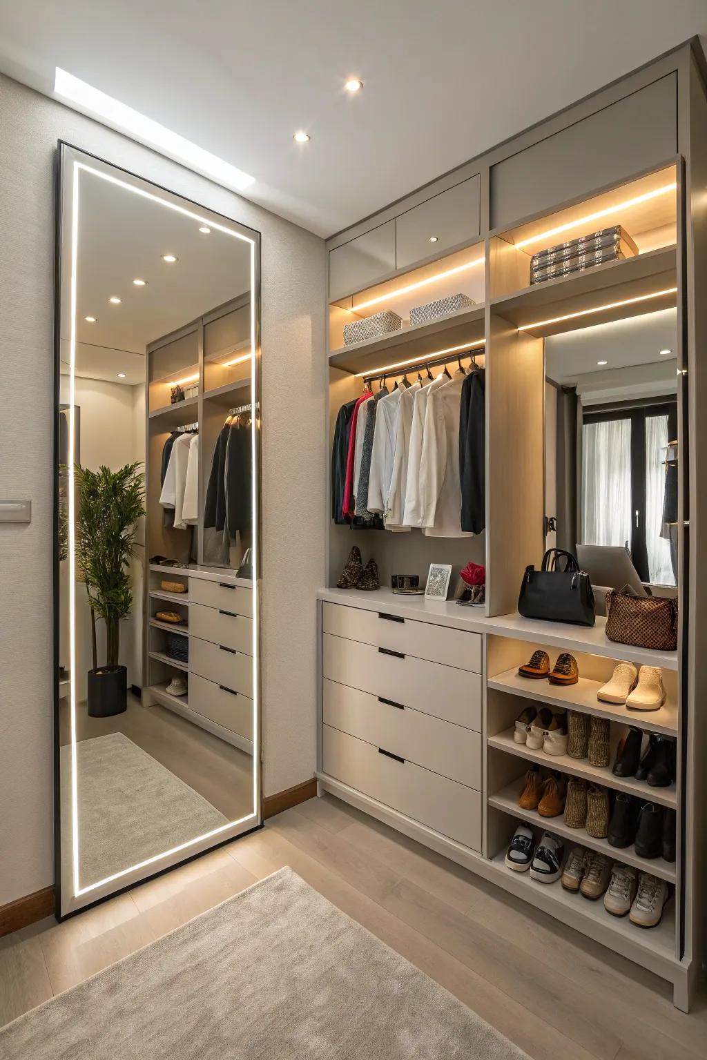 Mirrors simulate greater space.