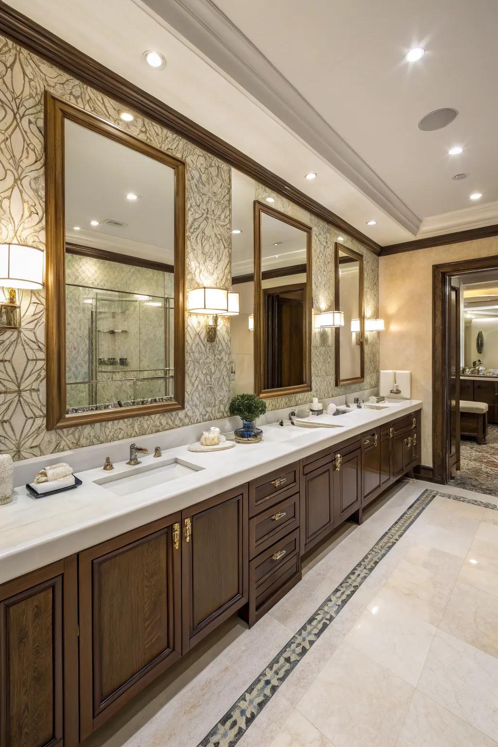 Double vanities provide generous space and luxury.