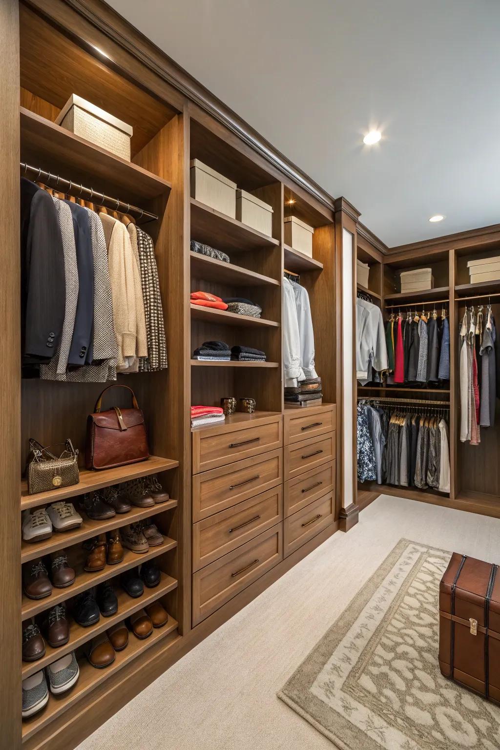 A well-organized closet exudes luxury.