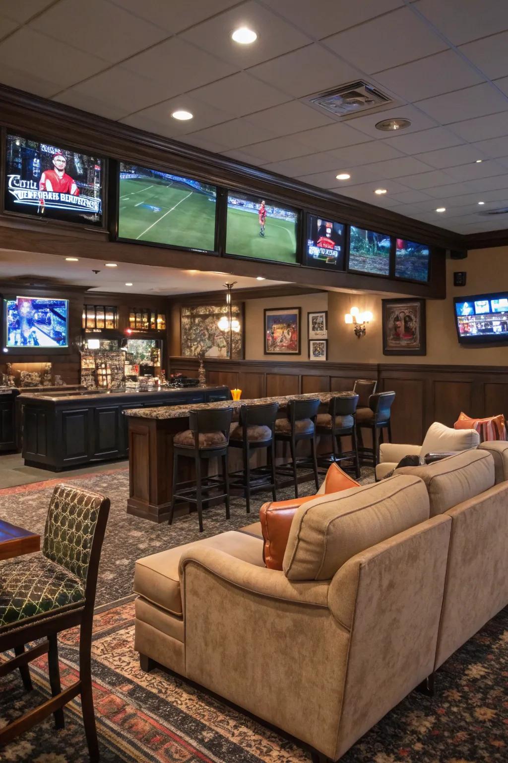 Enjoy the game to the fullest with a dedicated sports setup in your man cave.