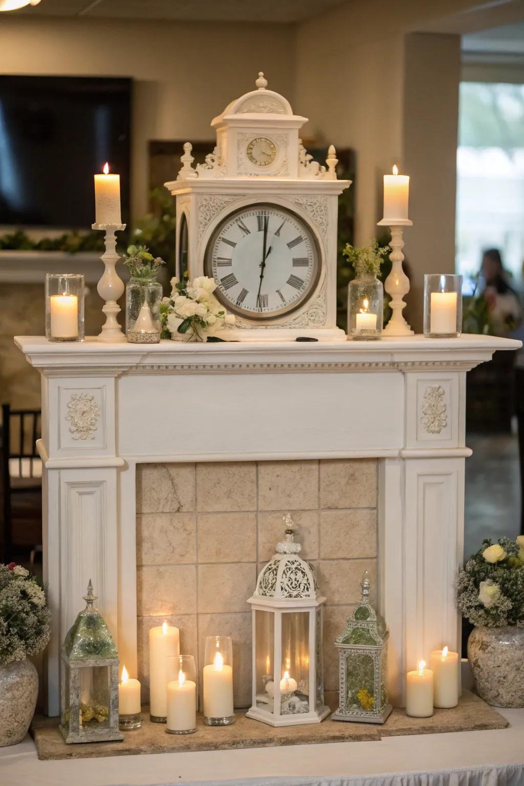 Achieving symmetry with matching decor around the timepiece.