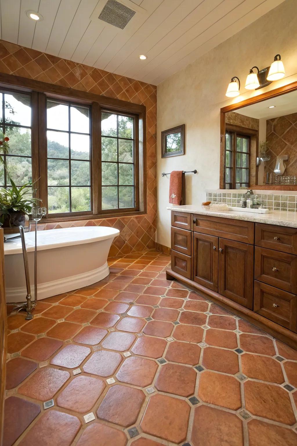 Terracotta tiles add rustic warmth.