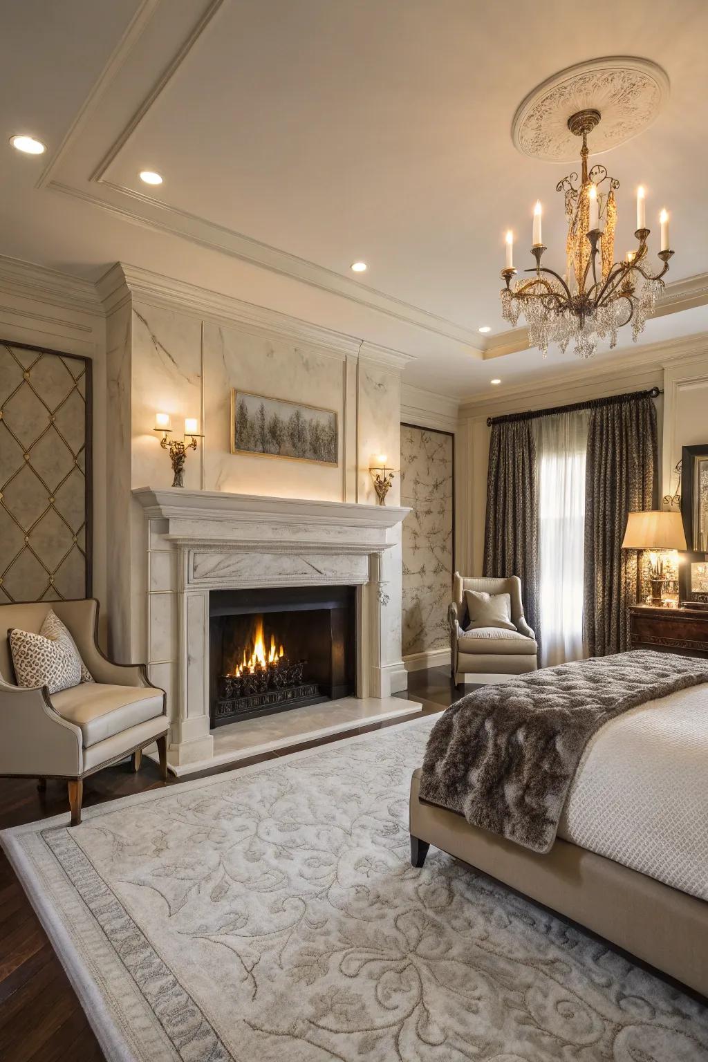 Marble surrounds bring an opulent nuance to your primary suite.