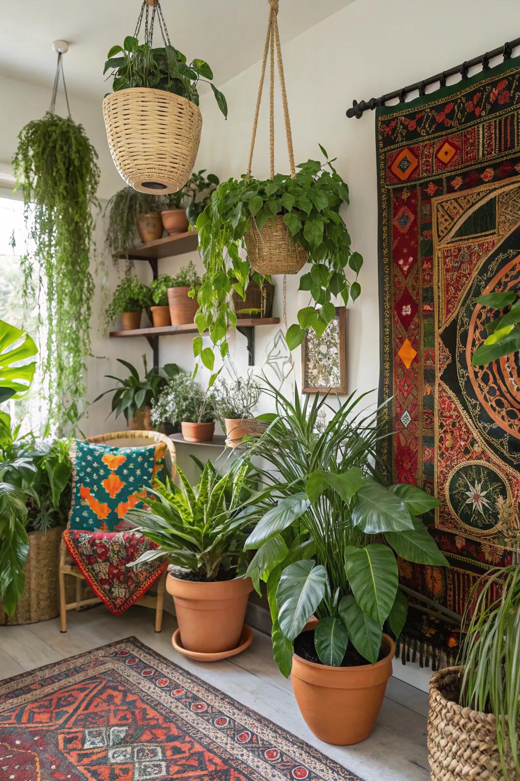 Plants give nature's touch to this vibrant space.