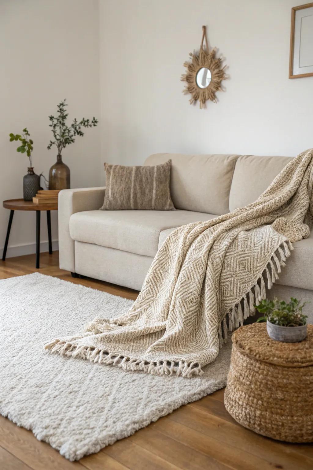 Textures provide warmth and dimension to minimalist spaces.