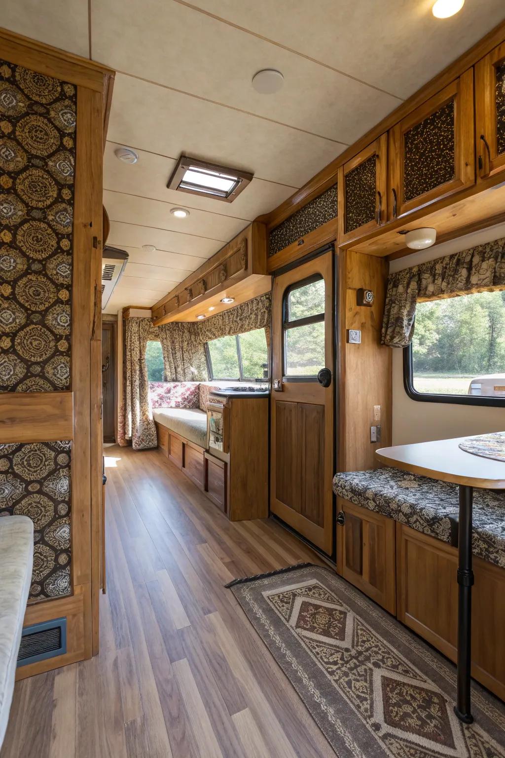 Timber elements can warm up your manufactured home’s interior design.