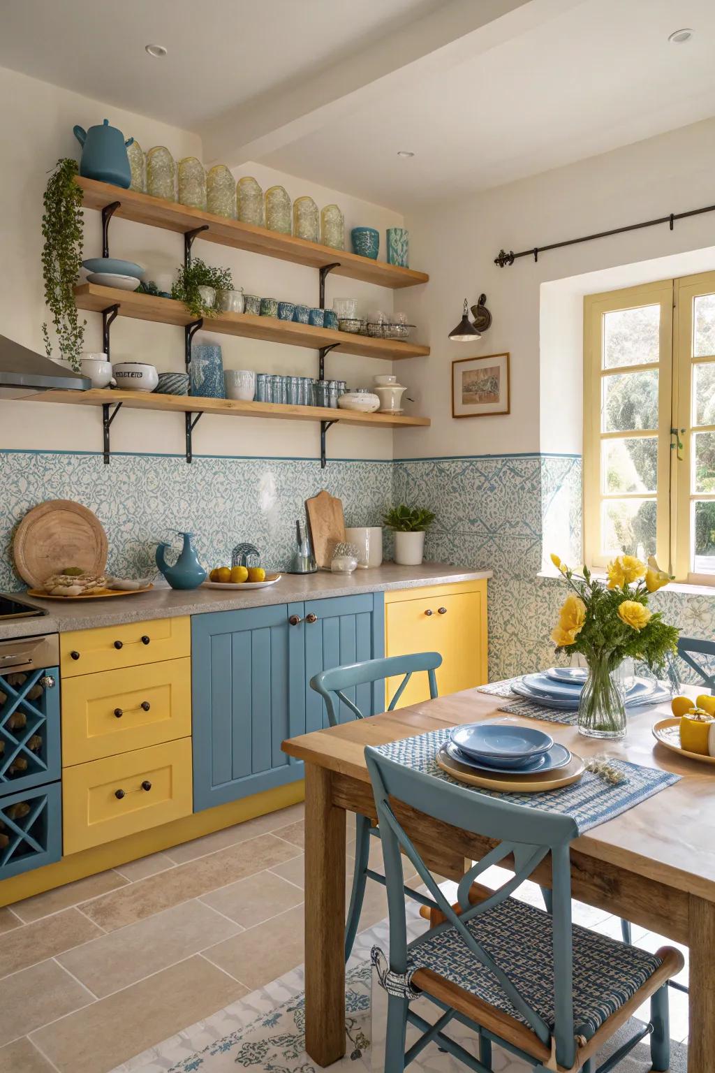 Inherent timber elements impart warmth to the animated color arrangement.