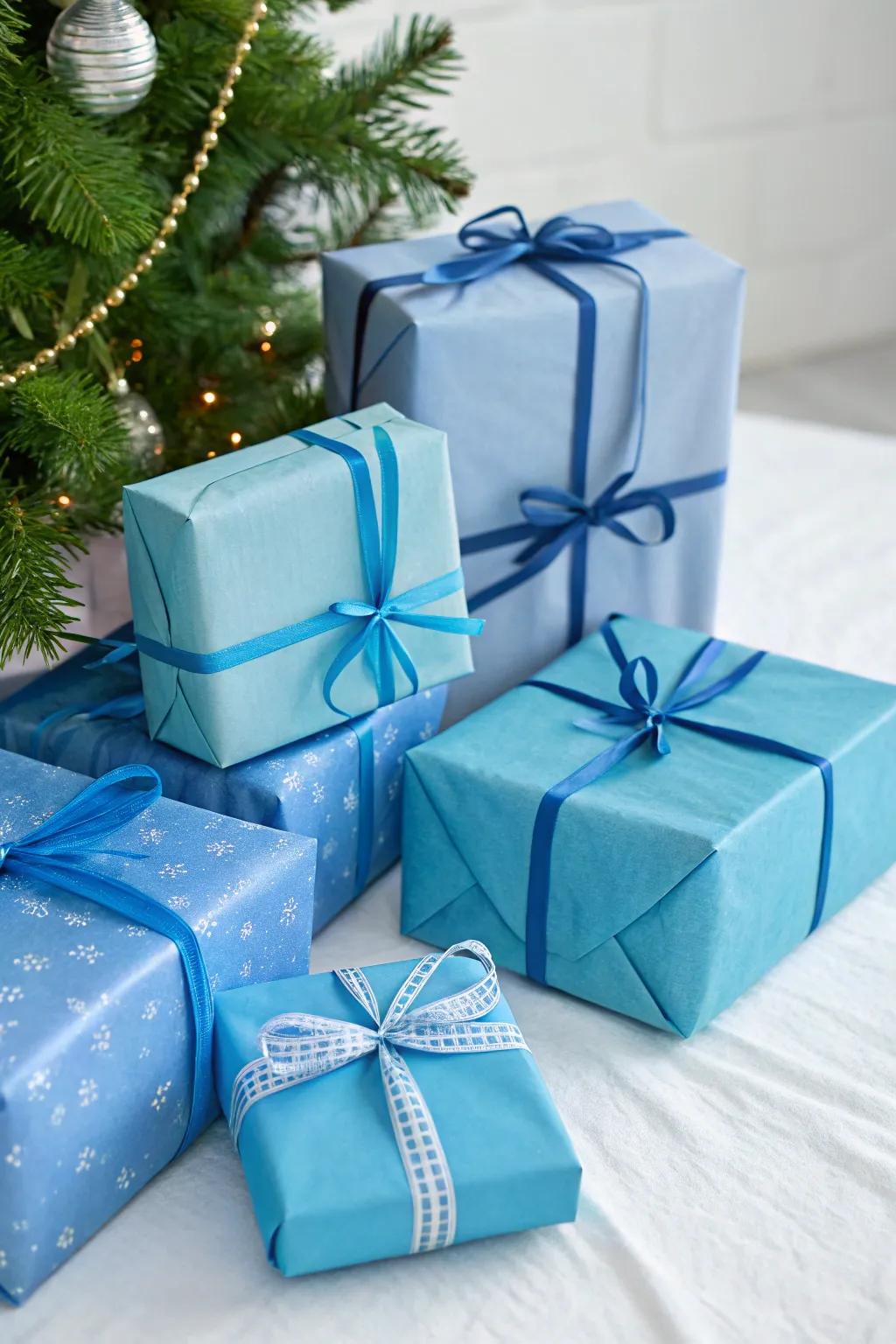 A curated selection of gifts cloaked in harmonious tones, radiating a sleek and stylish charisma.