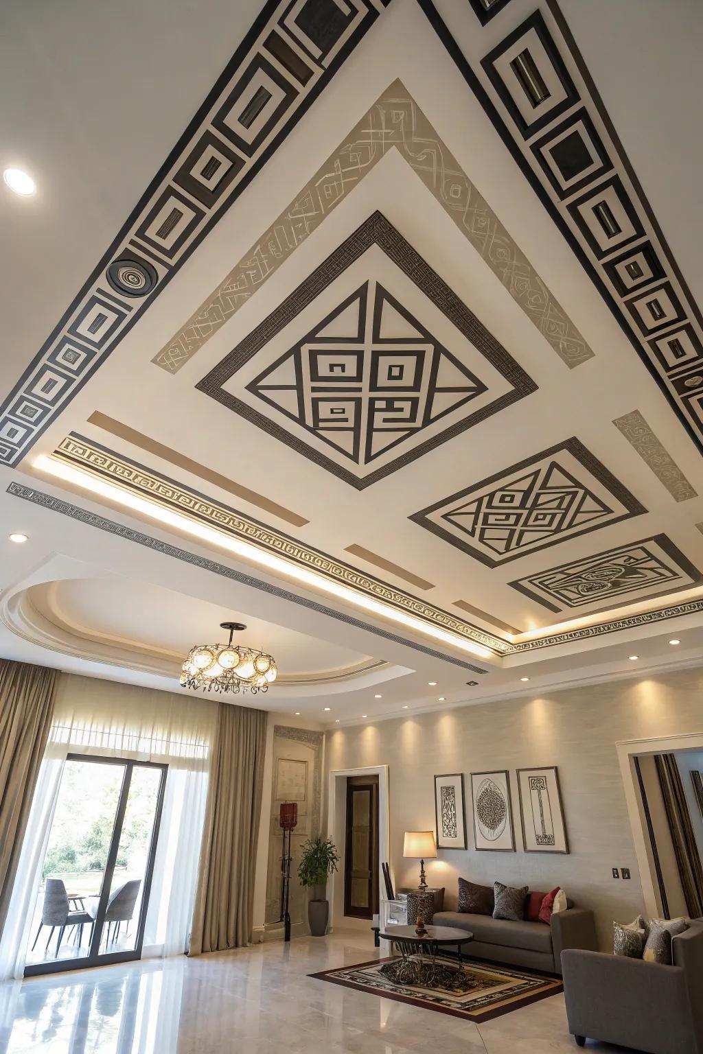 Shape-based designs transform ceilings into focal points.