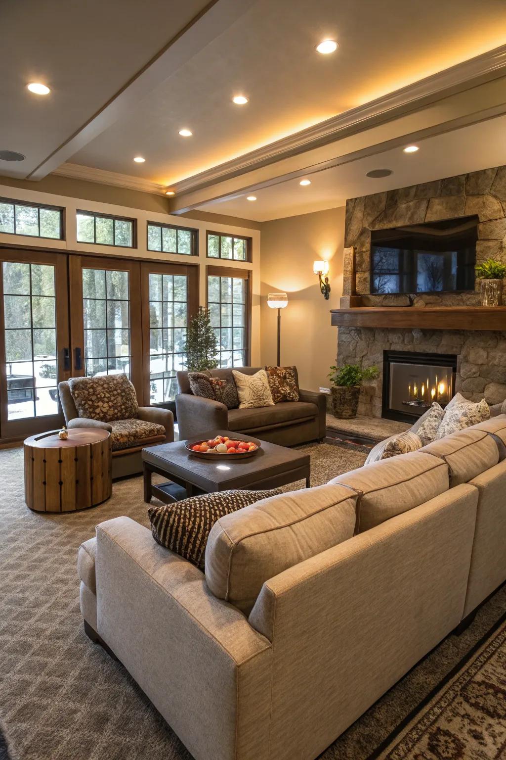 A family room presenting inviting, plush seating that fosters relaxation.