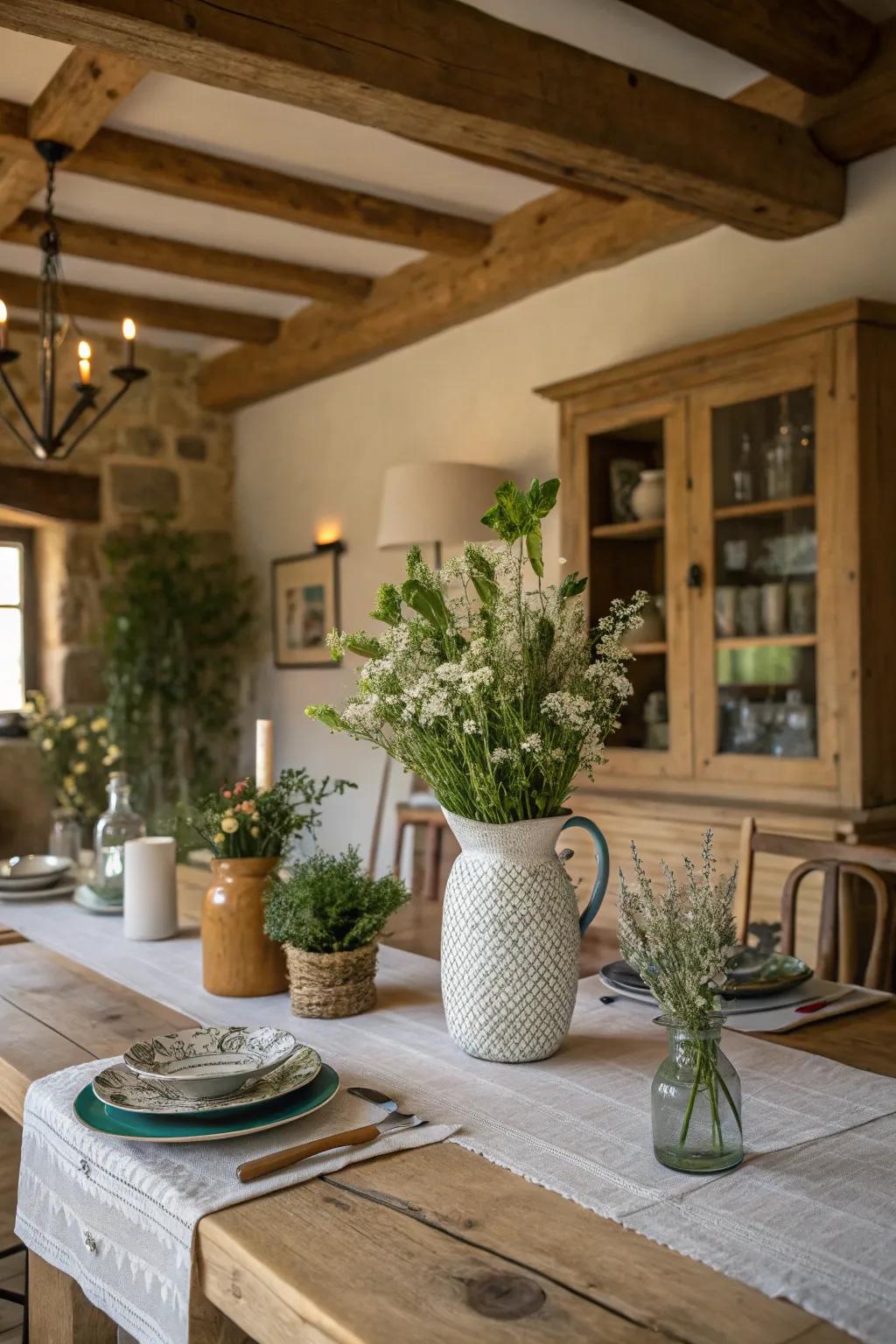 Ornamental details bring a refreshing element to the dining space.
