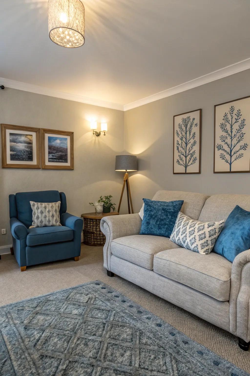 A splash of color adds a lively touch to neutral tones.