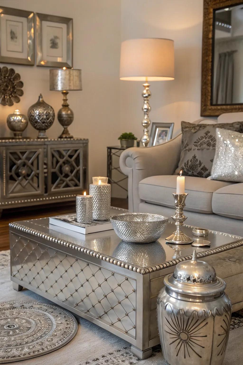 Metallics add a modern touch.